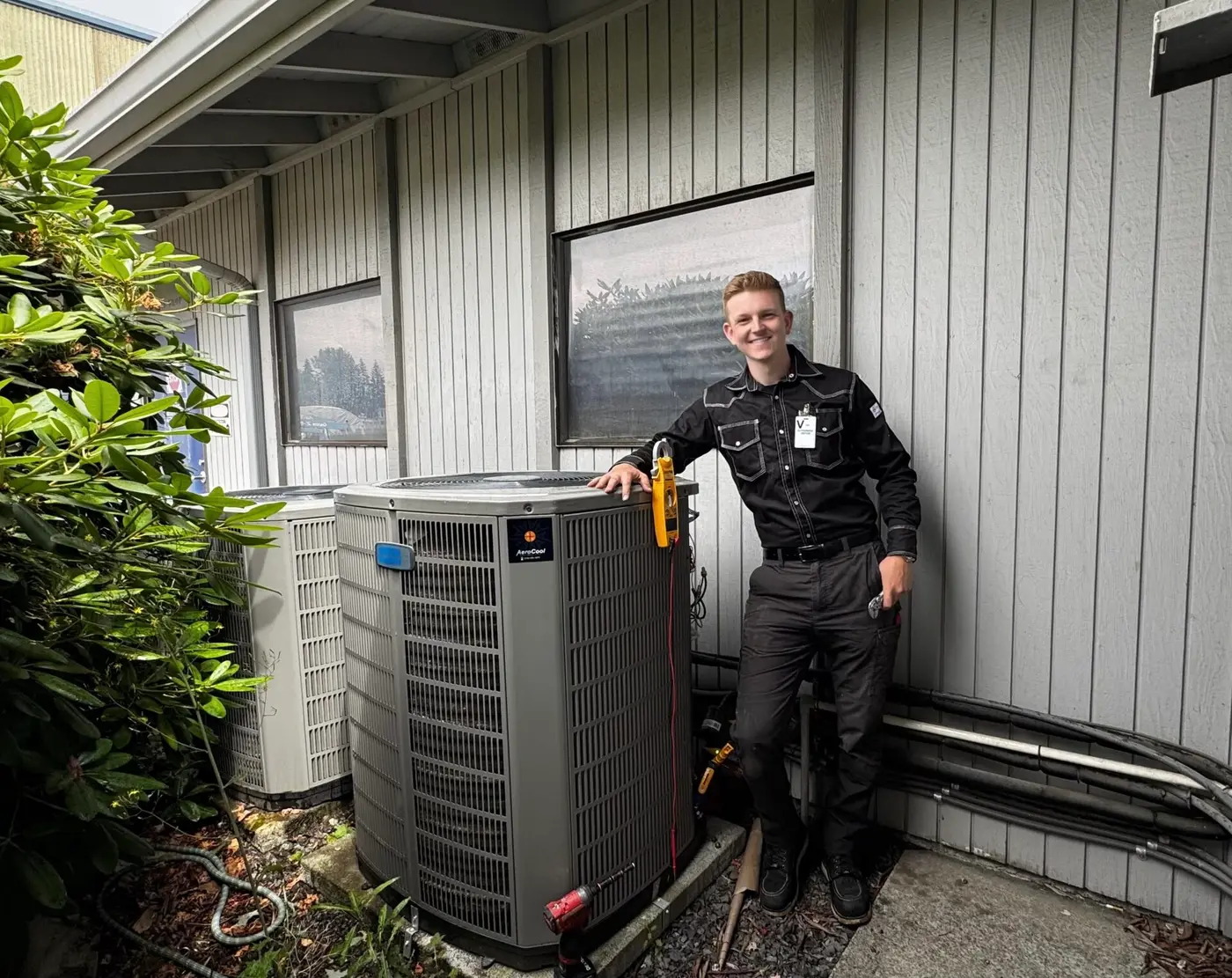 Carson Brender, owner of AeroCool HVAC Co., Arlington WA